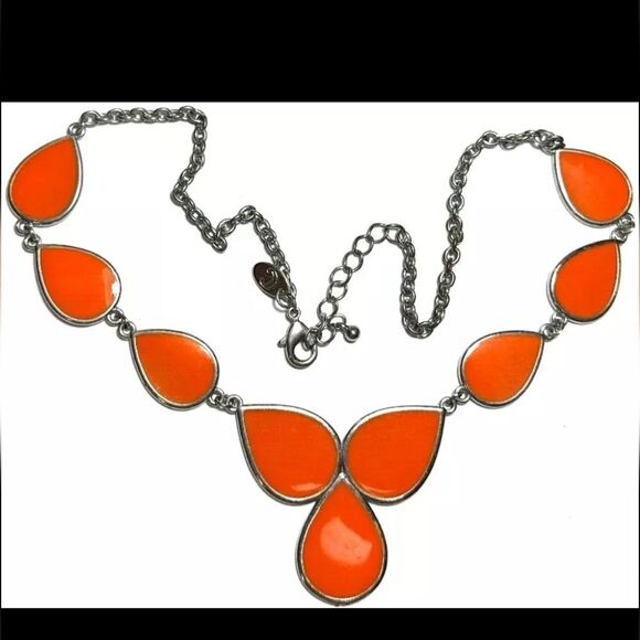 Vtg Charming Charlie Reversible Orange and Cream Necklace 17"-19" - Picture 1 of 2